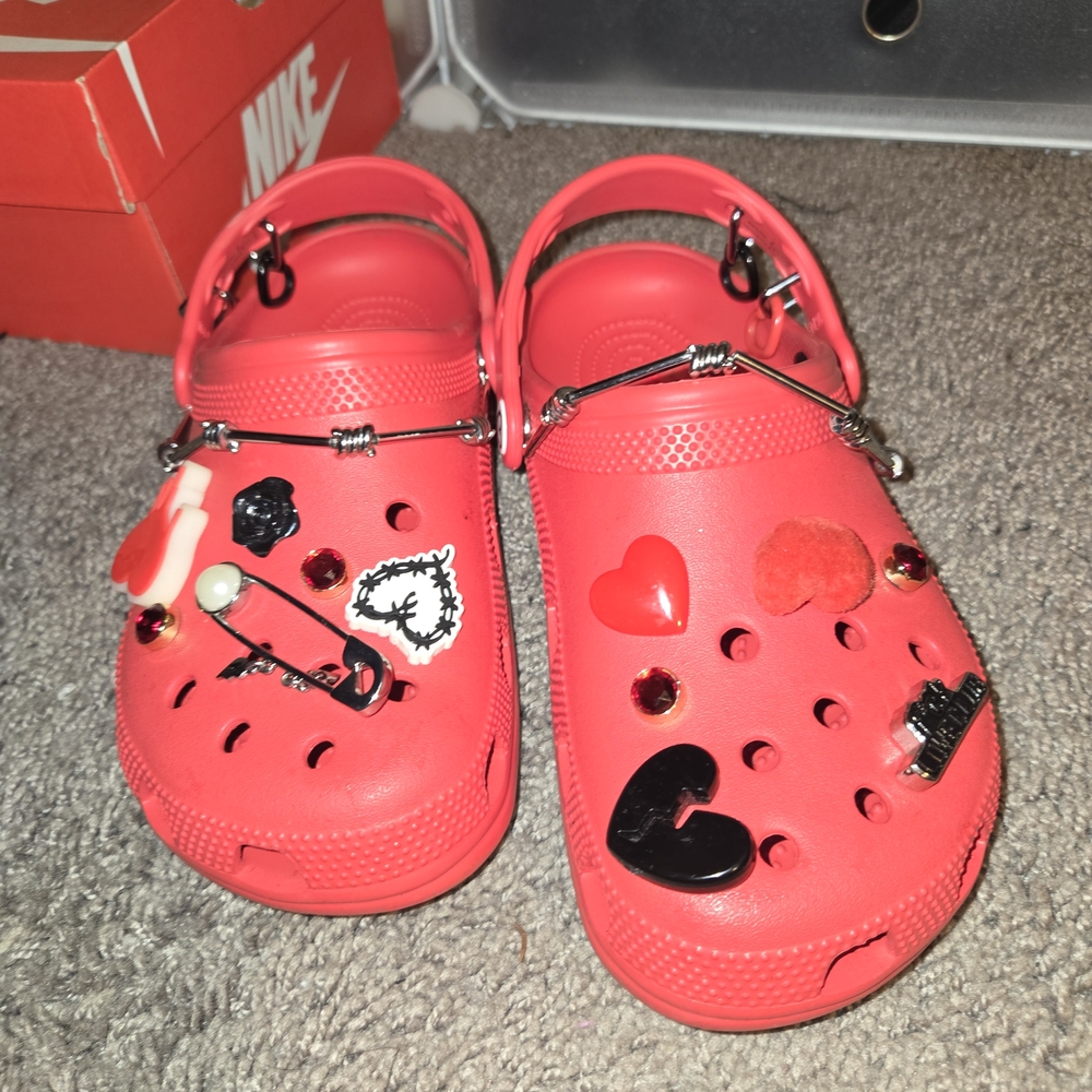 CROCS Red Mules with Fun Charms